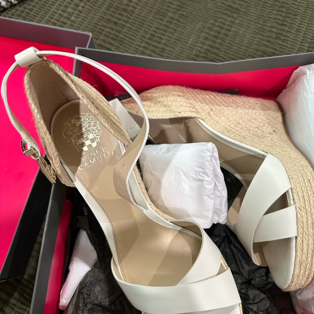 Vince Camuto White Wedge Sandals